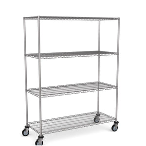 Stainless Steel Wire Shelving – Mobile Unit 1800mm High, 4 Tier, Catering & Hospital Grade