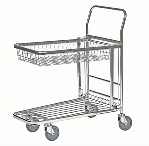 Stackable Shop Trolley with Fold-Up Basket – Multi-Purpose Storage Trolley | 100kg Shelf Capacity