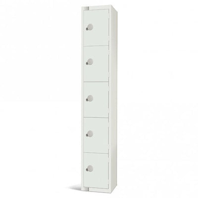 All White Steel Locker with Cam Key Lock, 300mm Depth