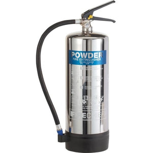 Polished Stainless Steel Powder Fire Extinguisher - 6kg
