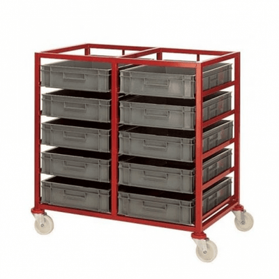 Mobile Euro Trolley Tray Rack with 2 x 5 Euro Containers