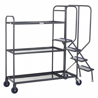 Order Picking Trolley with 3 Steel Shelves 300kg