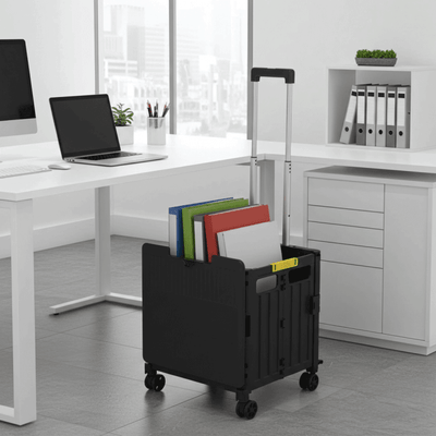 Plastic Folding Box Trolley Sack Truck – 35kg Capacity with Multi-Directional Castors
