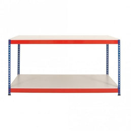 Heavy Duty Rivet Workbench with Melamine Top and Full Storage Shelf