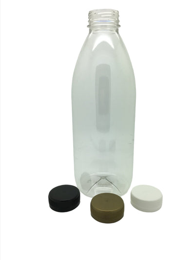 1 Litre Round PET Juice Empty Bottle with 38mm Cap, Pack of 25