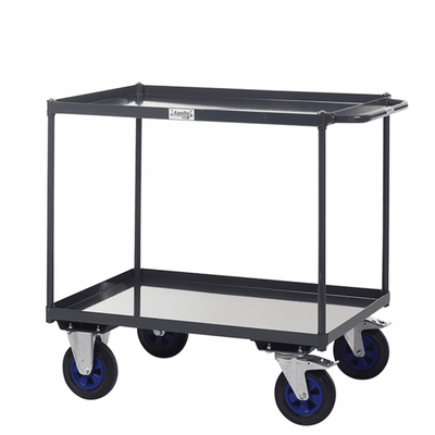 Heavy Duty 2 Shelf Steel Tray Trolley 600kg Capacity